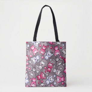 Tote Bag motif avec les chats mignons de griffonnage de