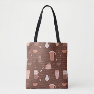 Tote Bag Motif avec les éléments relatifs de café
