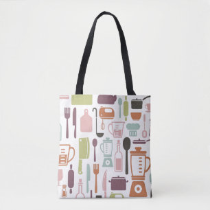 Tote Bag Motif avec les icônes colorées de cuisine