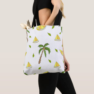 Tote Bag Motif avec palmiers, ancres et bouées de sauvetage