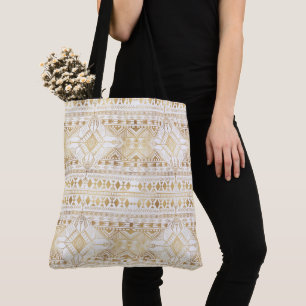 Tote Bag Motif Aztèque tribal géométrique or tendance