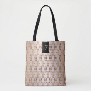 Tote Bag Motif baroque floral de style. Monogramme