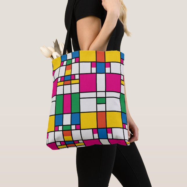 Tote Bag Motif Bauhaus géométrique (De près)