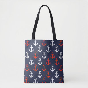 Tote Bag Motif blanc et bleu rouge de marine