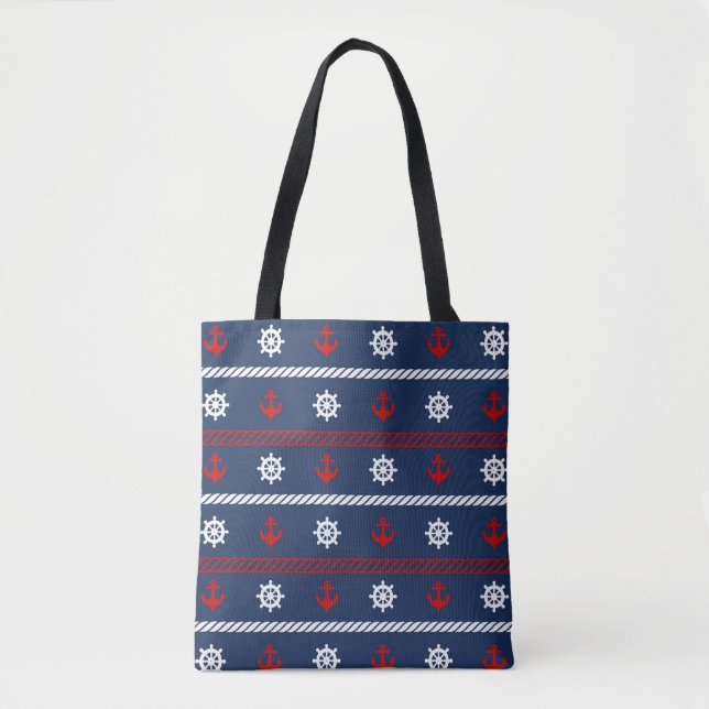 Tote Bag Motif blanc et bleu rouge d'océan (Devant)