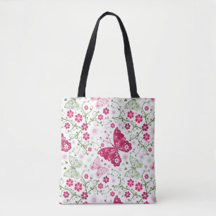 Tote Bag Motif blanc floral
