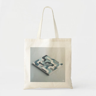 Tote Bag Motif blanc gris bleu géométrique minimaliste Four