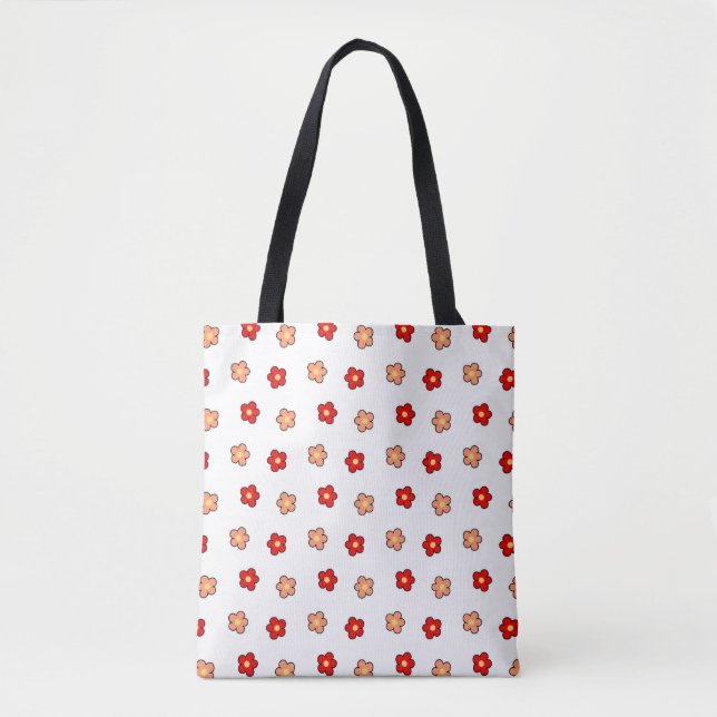 Tote Bag Motif blanc Preppy rose Flower Arrière - plan (Devant)