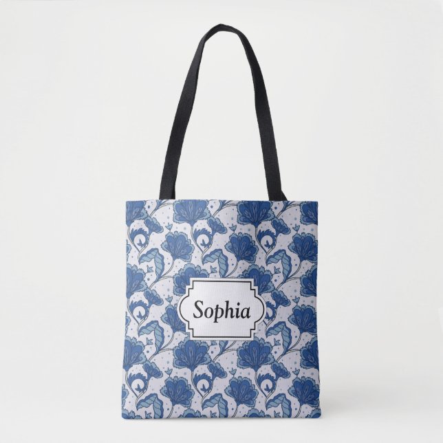 Tote Bag Motif bleu élégant moderne de batik (Devant)