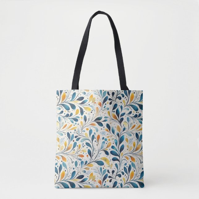 Tote Bag Motif bleu et or Paisley Leaf (2) (Devant)