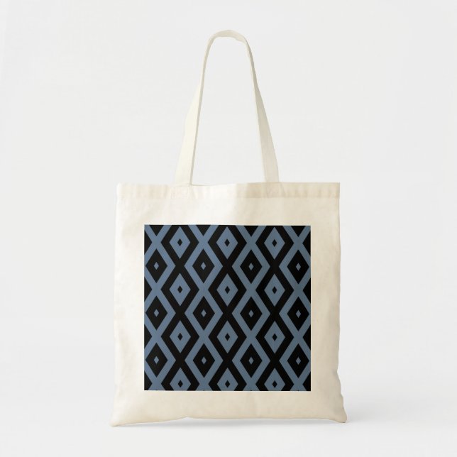 Tote Bag Motif bleu gris et noir diamant (Devant)