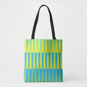 Tote Bag Motif bleu jaune vert rayé
