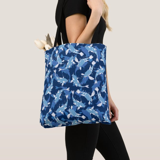Tote Bag Motif bleu - Koi Fish (De près)
