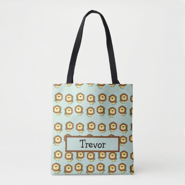 Tote Bag Motif bleu lion mignon (Devant)