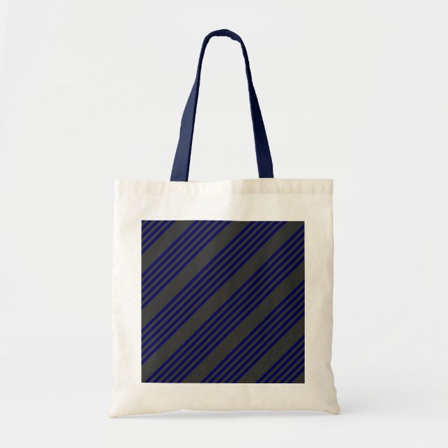 Tote Bag Motif bleu marine et charbon cinq bandes (Devant)