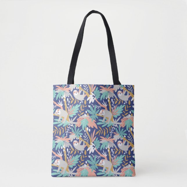 Tote Bag Motif bleu tropical de paresse (Devant)