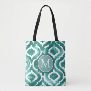 Tote Bag Motif bleu vert IV du monogramme