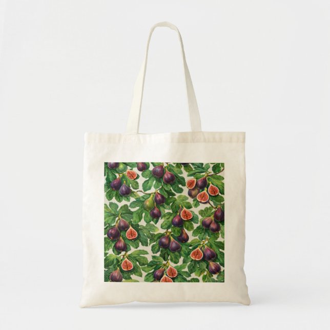 Tote Bag Motif botanique de figue fraîche (Devant)