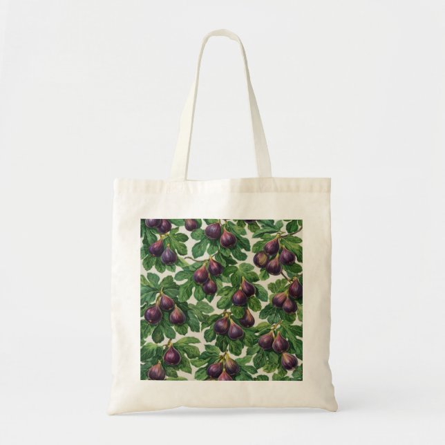 Tote Bag Motif botanique de figue violette (Devant)