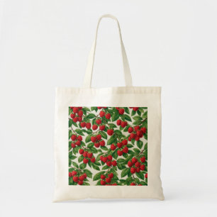 Tote Bag Motif botanique de framboise rouge