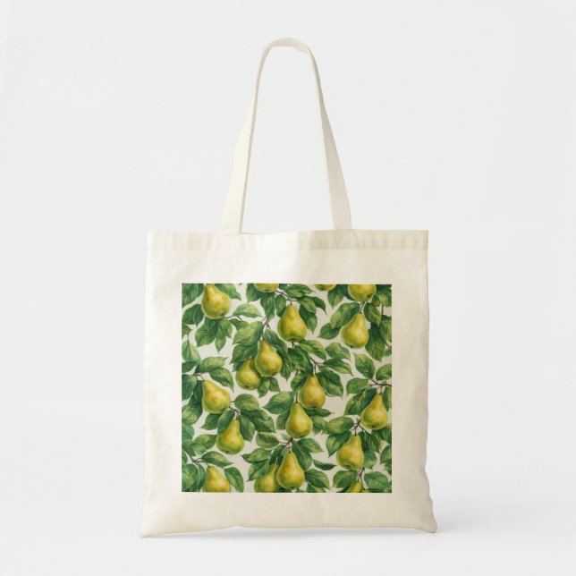 Tote Bag Motif botanique de poire verte (Devant)