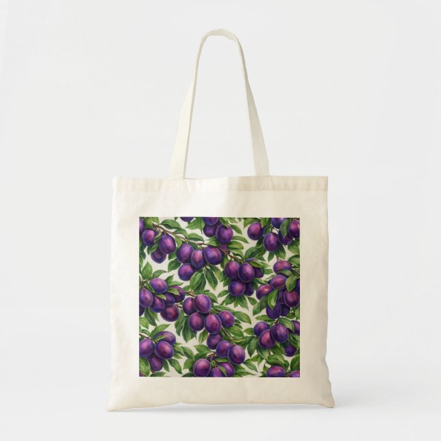 Tote Bag Motif botanique de prune pourpre (Devant)