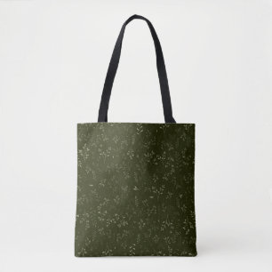 Tote Bag Motif botanique fleuri vert foncé lunatique