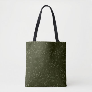 Tote Bag Motif botanique fleuri vert foncé lunatique