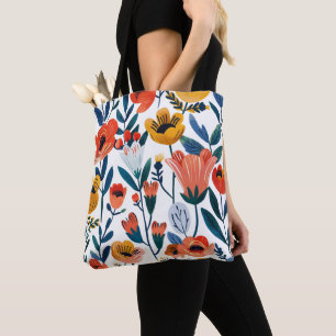 Tote Bag Motif botanique floral vintage en terre cuite T
