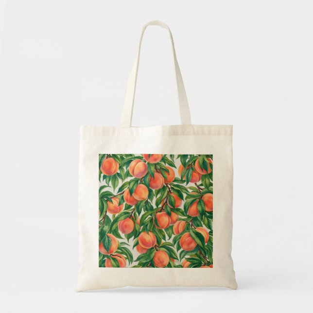 Tote Bag Motif Botanique Pêche (Devant)