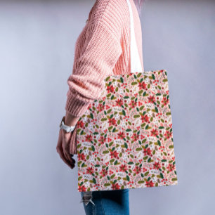 Tote Bag Motif botanique populaire moderne rose Poinsettia