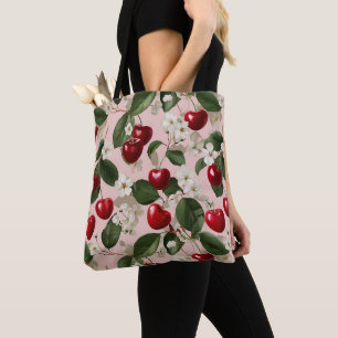 Tote Bag Motif botanique rose rouge de fleur de cerisier vi