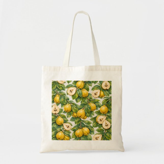 Tote Bag Motif Botanique Tranches de Coing (Devant)