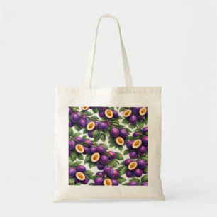 Tote Bag Motif Botanique Tranches de Prune