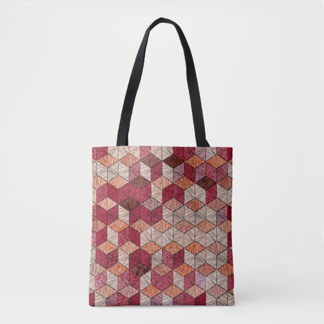 Tote Bag Motif brodé sans soudure. Bohème.  (Devant)