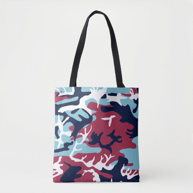 Tote Bag Motif Camo - Bleu blanc bleu marine (Devant)