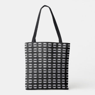 Tote Bag Motif carré noir et argenté moderne et élégant