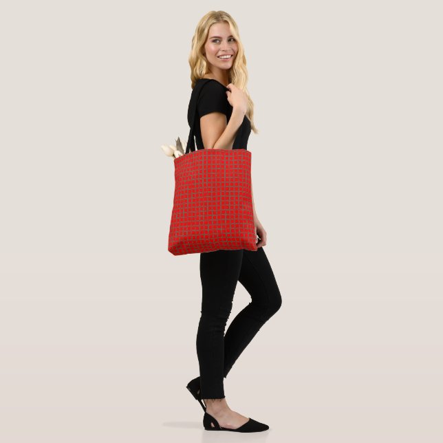 Tote Bag Motif Carré rouge chic (Sur le modèle)
