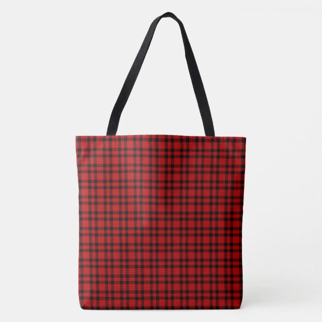 Tote Bag Motif carreau rouge noir (Devant)
