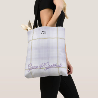 Tote Bag Motif carreaux Aria Grace Ivoire et Lavande Luxe