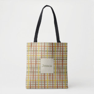 Tote Bag Motif carreaux personnalisé Cottagecore Rétro