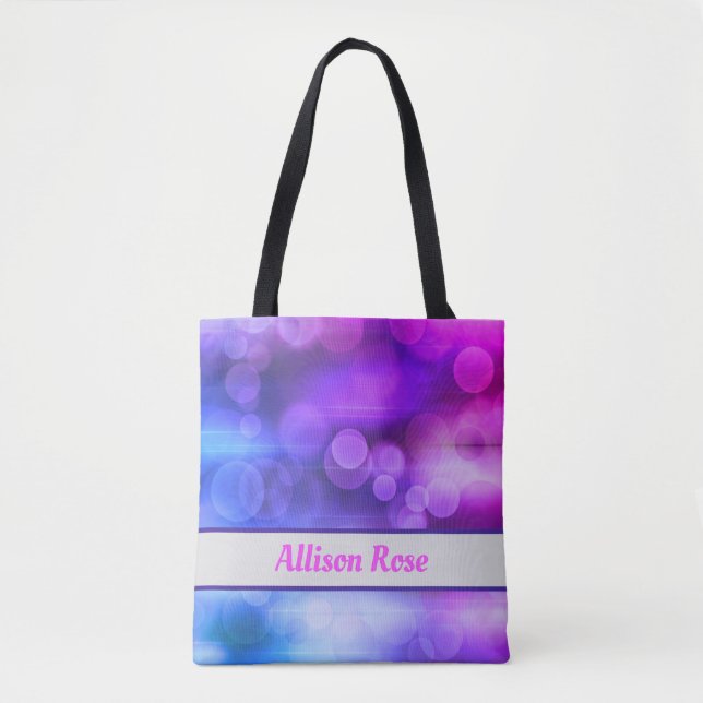 Tote Bag Motif Cercles Abstraits rose et violet (Devant)