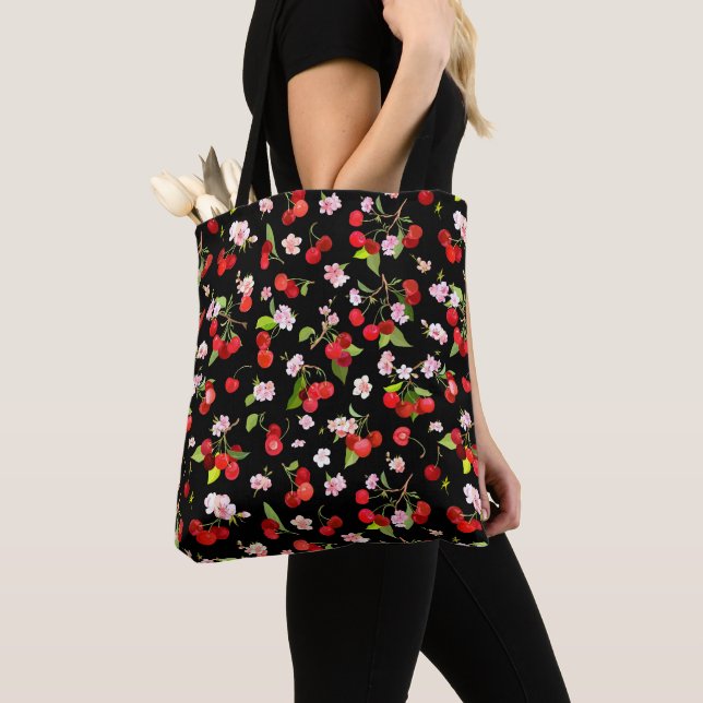 Tote Bag Motif cerise 2 (De près)
