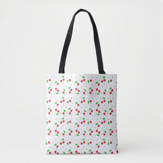 Tote Bag Motif cerises rouges (Devant)