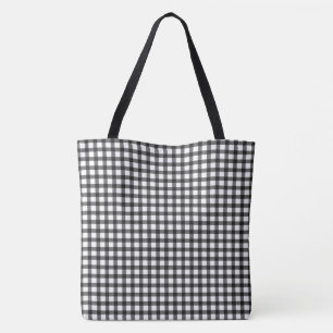 Tote Bag Motif chèque En vichy noir et blanc