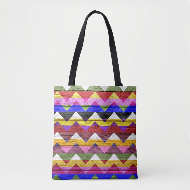 Tote Bag Motif Chevron couleur bois moderne #10 (Devant)