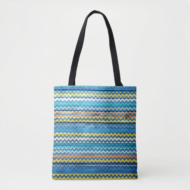 Tote Bag Motif Chevron couleur bois moderne #6 (Devant)