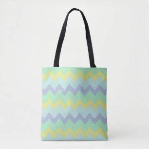 Tote Bag Motif Chevron zigzag en vert violet et bleu