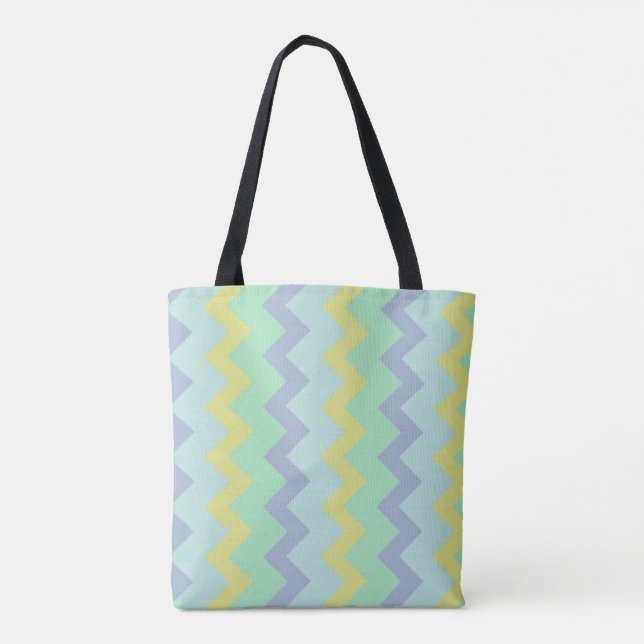 Tote Bag Motif Chevron zigzag en vert violet et bleu (Dos)