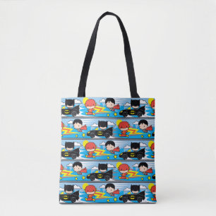 Tote Bag Motif Chibi Flash, Superman et Batman Racing